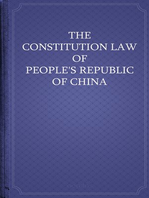 cover image of The Constitution Law of People's Republic of China